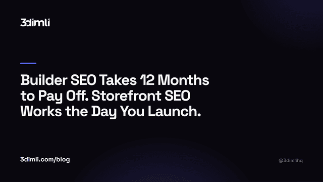 Cover Image for Builder SEO Takes 12 Months to Pay Off. Storefront SEO Works the Day You Launch.