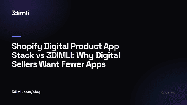 Cover Image for Shopify Digital Product App Stack vs 3DIMLI: Why Digital Sellers Want Fewer Apps
