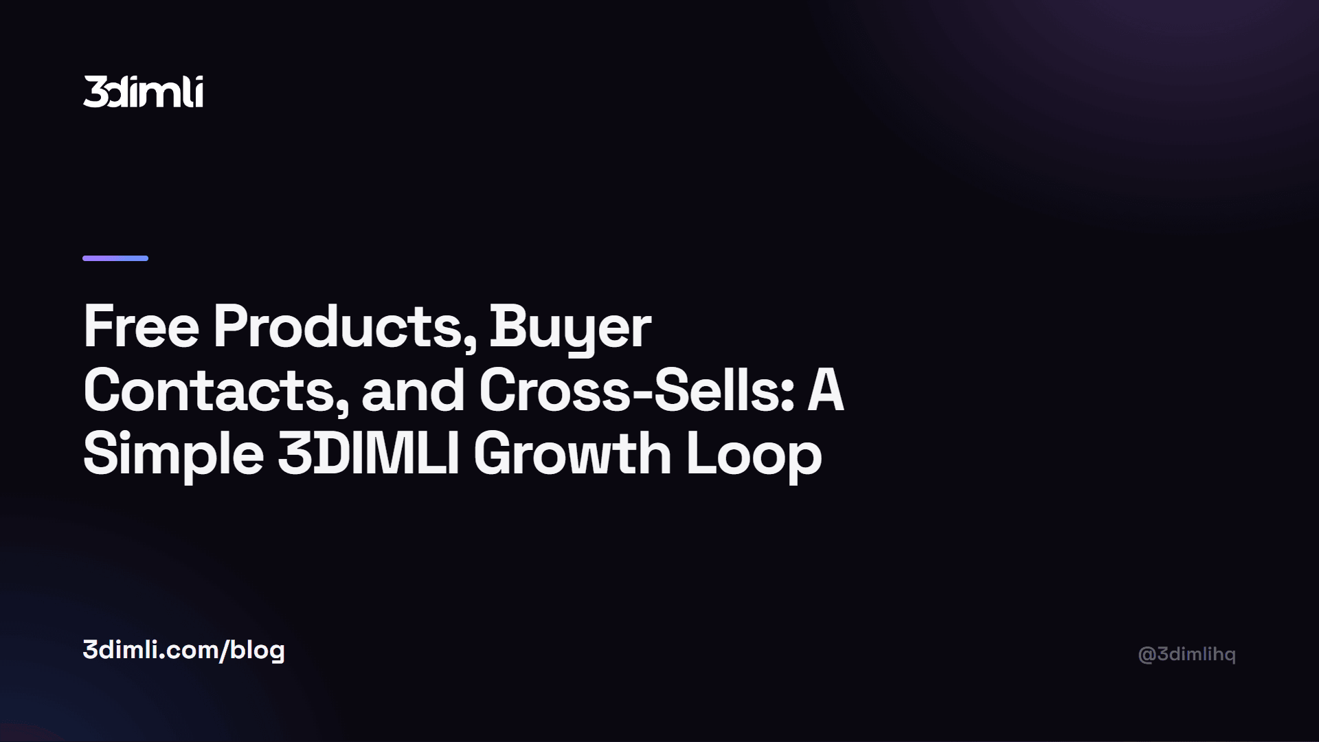 Cover Image for Free Products, Buyer Contacts, and Cross-Sells: A Simple 3DIMLI Growth Loop