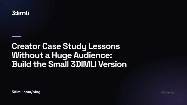 Cover Image for Creator Case Study Lessons Without a Huge Audience: Build the Small 3DIMLI Version